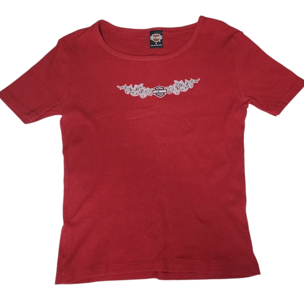 Harley Davidson Women's Ribbed Cotton Graphic Shirt - Women's XL Slimfit